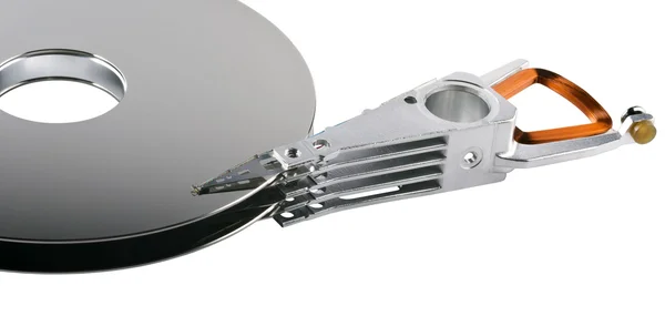 Hard disk platter and actuator arm — Stock Photo, Image