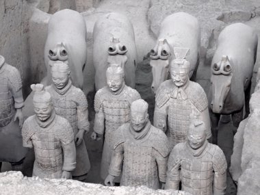 Detail of the Terracotta Army in Xian (China) clipart