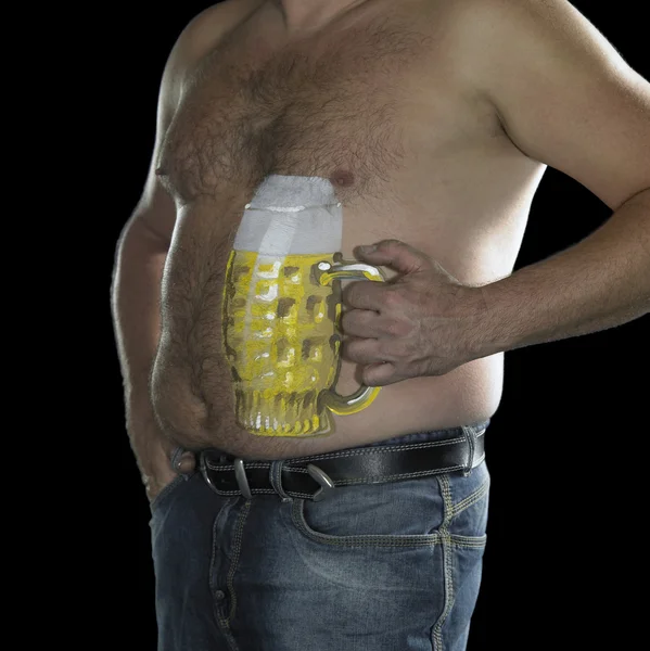 Man with beer belly — Stock Photo, Image