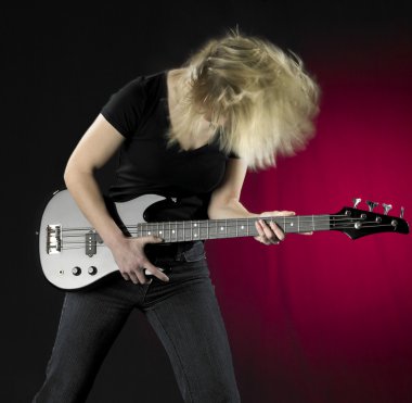 Playing bass guitar clipart