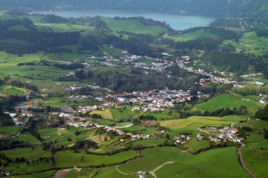 Aerial scenery at the Azores clipart