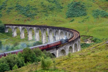 Glenfinnan Viaduct with steam train clipart