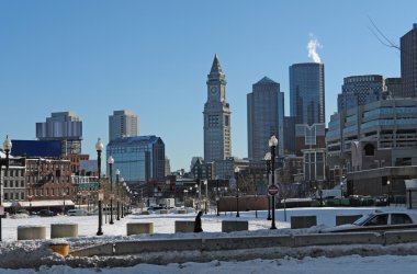 Boston city scenery at winter time clipart