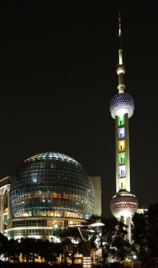 Pudong in Shanghai at night clipart