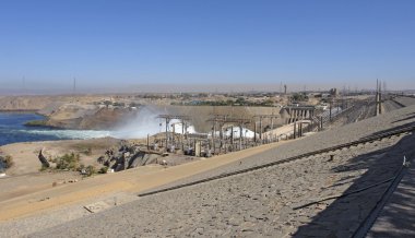 Aswan Dam in Egypt at evening time clipart