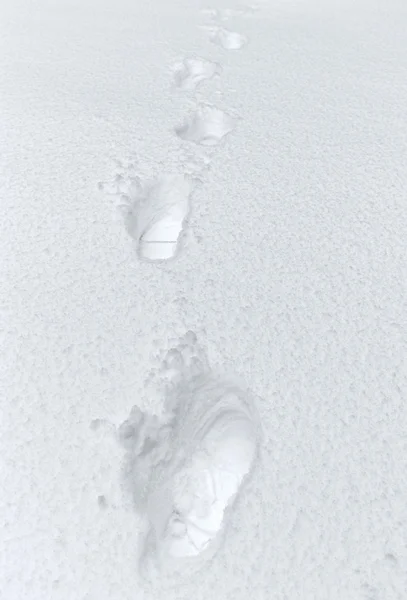 Footmarks in the snow — Stock Photo, Image