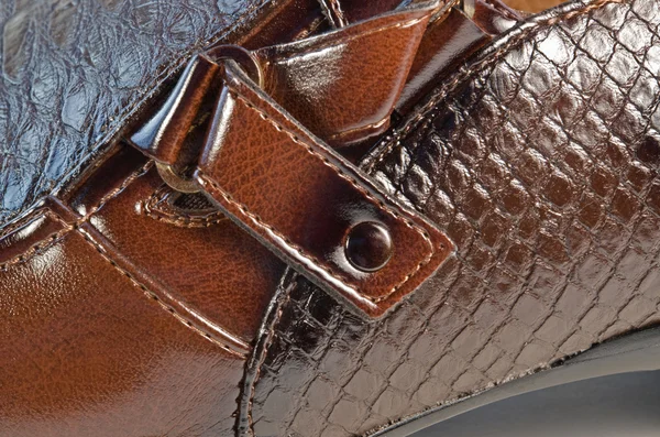 stock image Glossy brown shoe detail