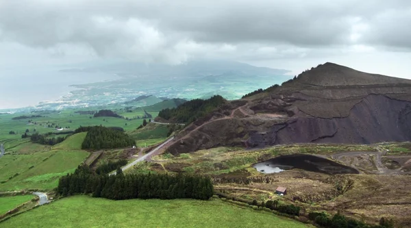 Vista aérea nublada nos Açores — Fotografia de Stock