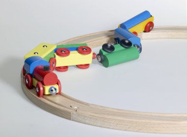 Accident of a wooden toy train clipart