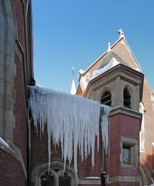 Icicles on a church — Stock Photo, Image