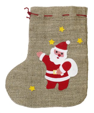 Decorative christmas sock with Santa Claus clipart