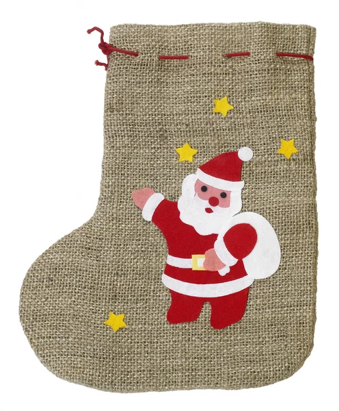 Dekorativa jul strumpan med jultomten — Stockfoto