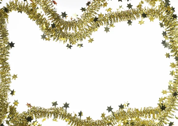 ゴールデン クリスマスの花輪を持つフレーム — ストック写真