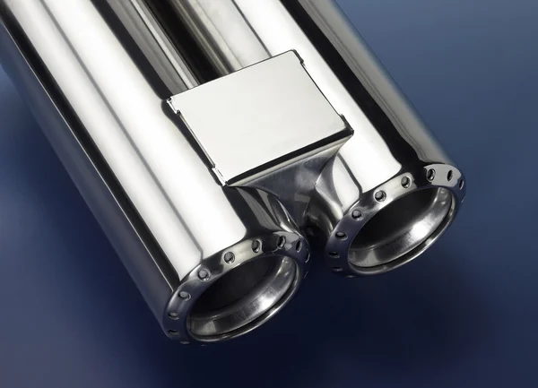 Chrome double exhaust pipe — Stock Photo, Image