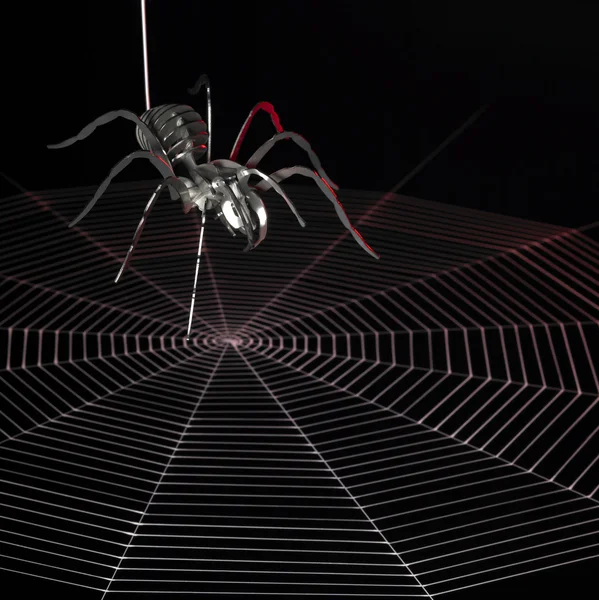 金属のクモと web — ストック写真