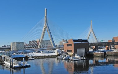 Boston harbour in sunny ambiance clipart