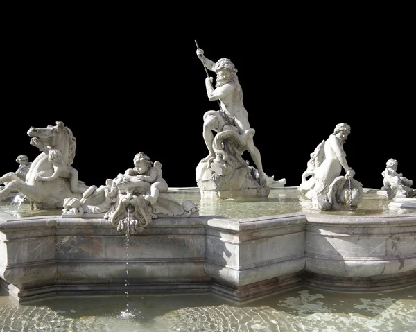Fontana del nettuno siyah arka — Stok fotoğraf