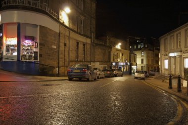 Illuminated street scenery in Stirling clipart