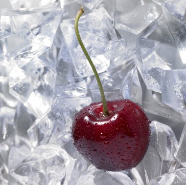 Red cherry on ice clipart