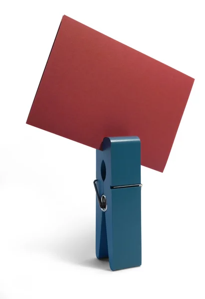 Blue peg and red card — Stock Photo, Image