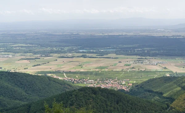 Widok z lotu ptaka wokół zamku Haut-Koenigsbourg — Zdjęcie stockowe