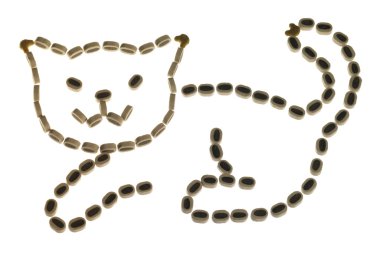 Cat silhouette made of dry food clipart