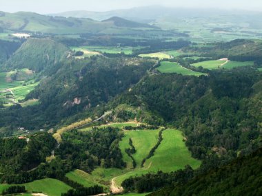 Aerial scenery at the Azores clipart