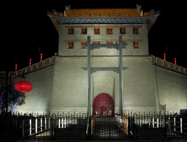 stock image Illuminated city wall of Xian