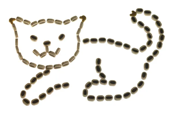 Γάτα σιλουέτα από ξηρά τροφή — Φωτογραφία Αρχείου