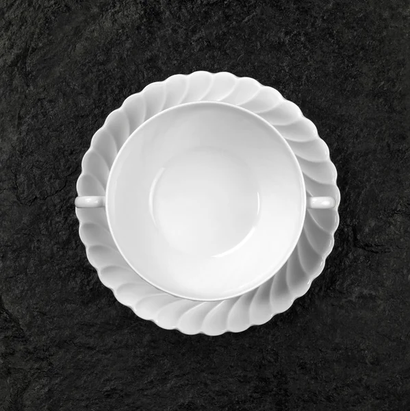 Piatto di zuppa di porcellana bianca — Foto Stock