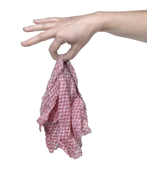Hand holding cleaning cloth — Stock Photo, Image