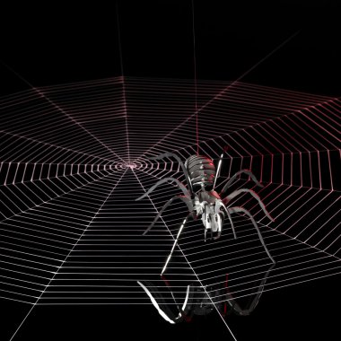 Metal spider and spiderweb clipart