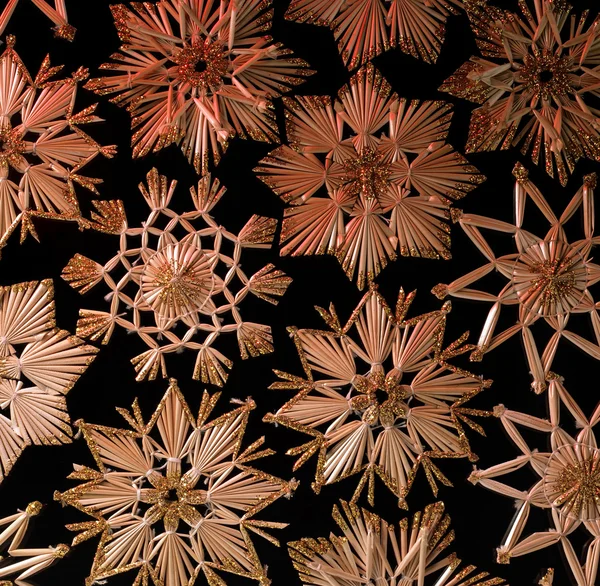 Kırmızı ışıklı saman star ornament — Stok fotoğraf