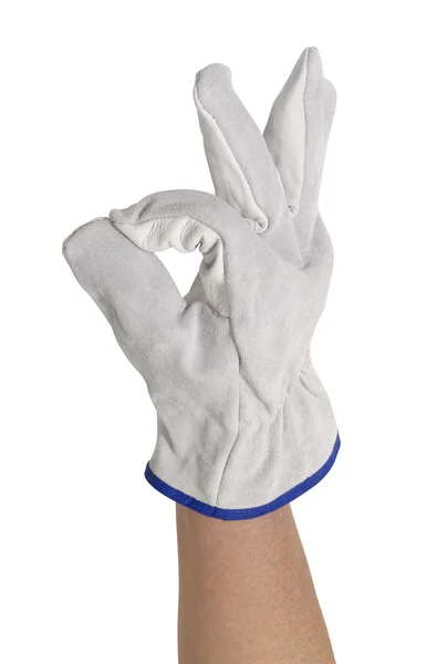 手袋をはめた手をシグナリング — ストック写真