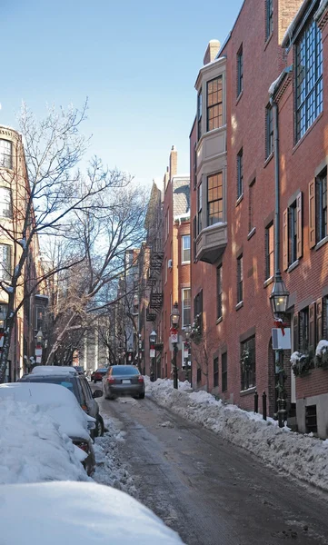 Boston cenário de rua no inverno — Fotografia de Stock
