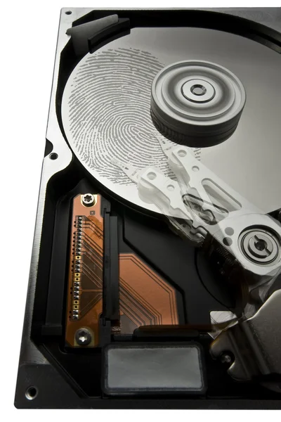 Hard disk and fingerprint — Stock Photo, Image