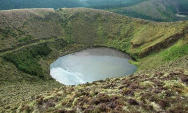 Crater lake at the Azores clipart