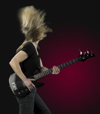 Playing bass guitar clipart