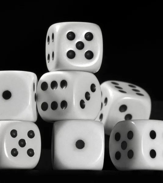 White dice in black back — Stock Photo, Image