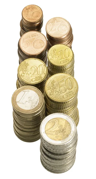 Стековые монеты евро — стоковое фото