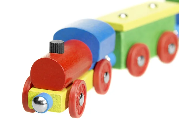 रंगीन लकड़ी खिलौना ट्रेन — स्टॉक फ़ोटो, इमेज