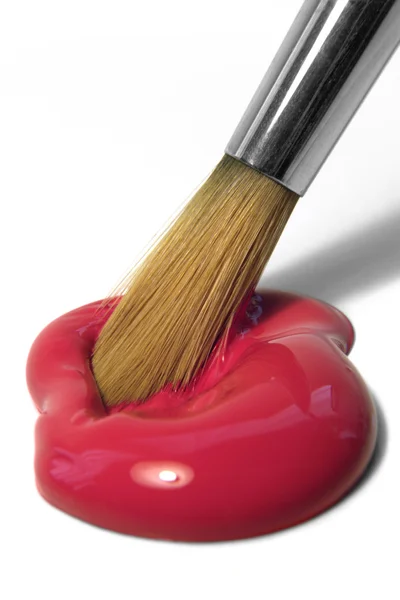 Färg och pensel spets — Stockfoto