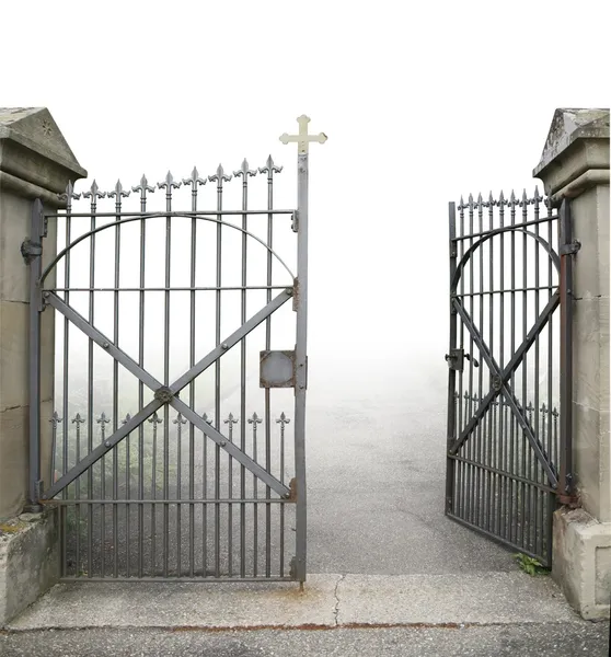 Open wrought-iron gate — Stock Photo, Image