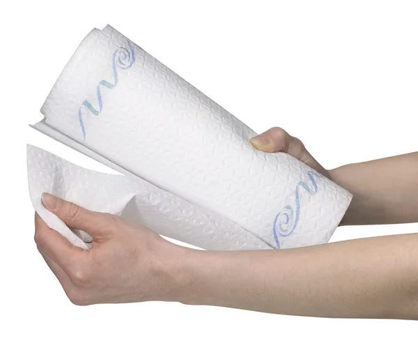 Hands and kitchen roll — Stock Photo, Image