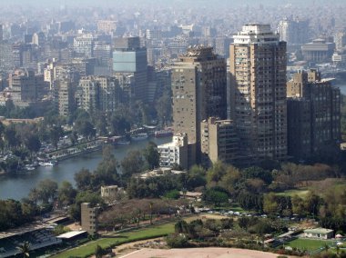 Cairo aerial view in sunny ambiance clipart