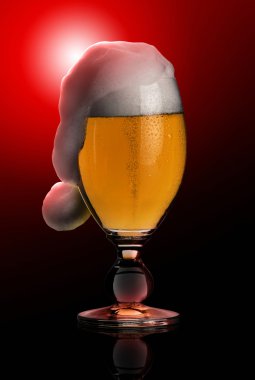 Christmas beer in black back clipart