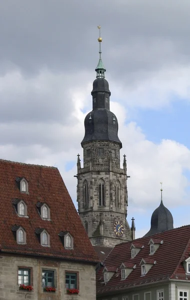 Steeple of the Moritzkirche in Coburg — Stock Photo, Image