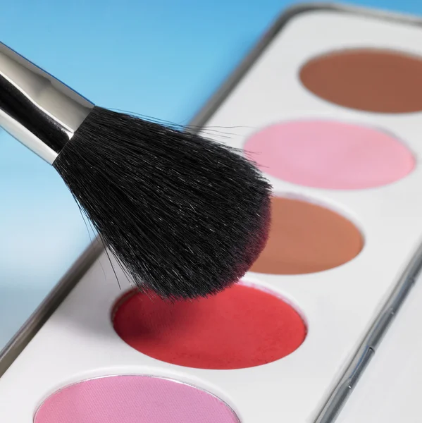 Make-up Farben und Pinsel — Stockfoto