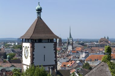 Aerial view of Freiburg im Breisgau in sunny ambiance clipart