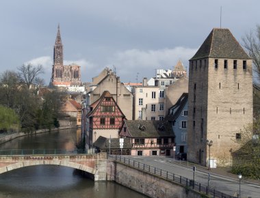 Strasbourg scenery with cathedral clipart